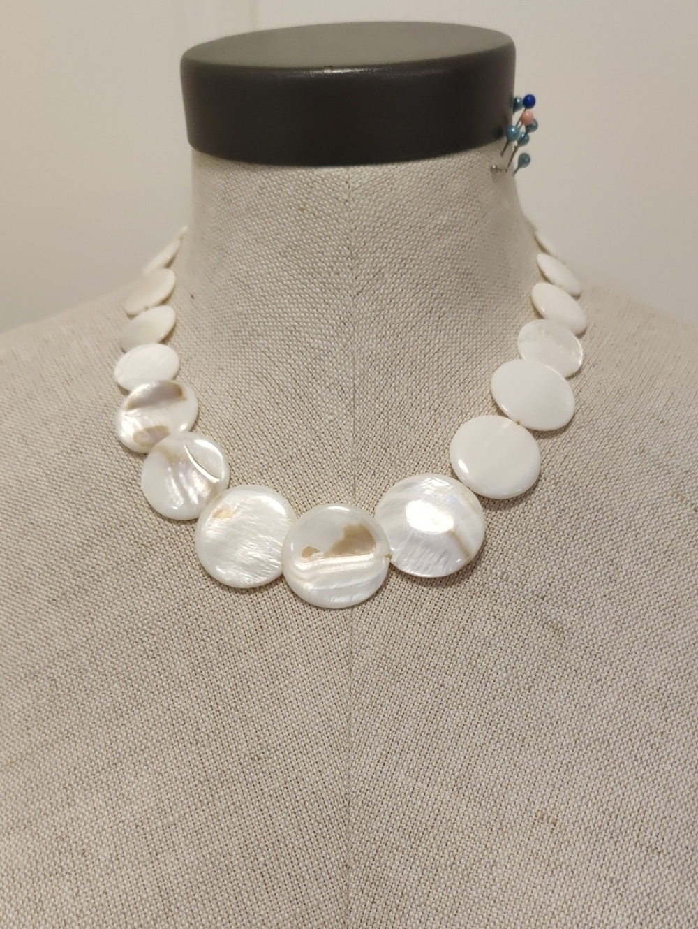 White Mother of Pearl Coin Necklace Women Jewelry Y2K Cottagecore Coastal Beachy